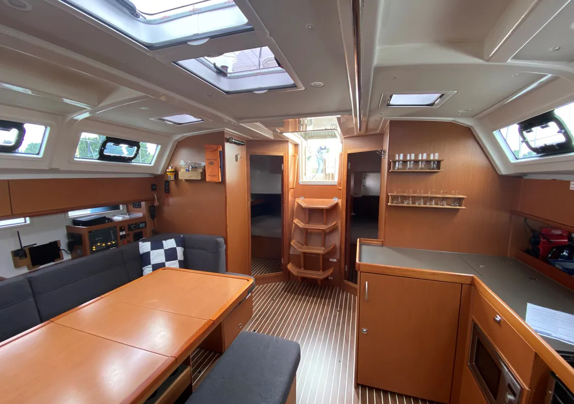 Salon of Bella Donna, a Bavaria Cruiser 46 sailboat at Lelystad, Netherlands