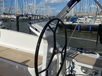 Cockpit of Bella Donna, a Bavaria Cruiser 46 sailboat at Lelystad, Netherlands
