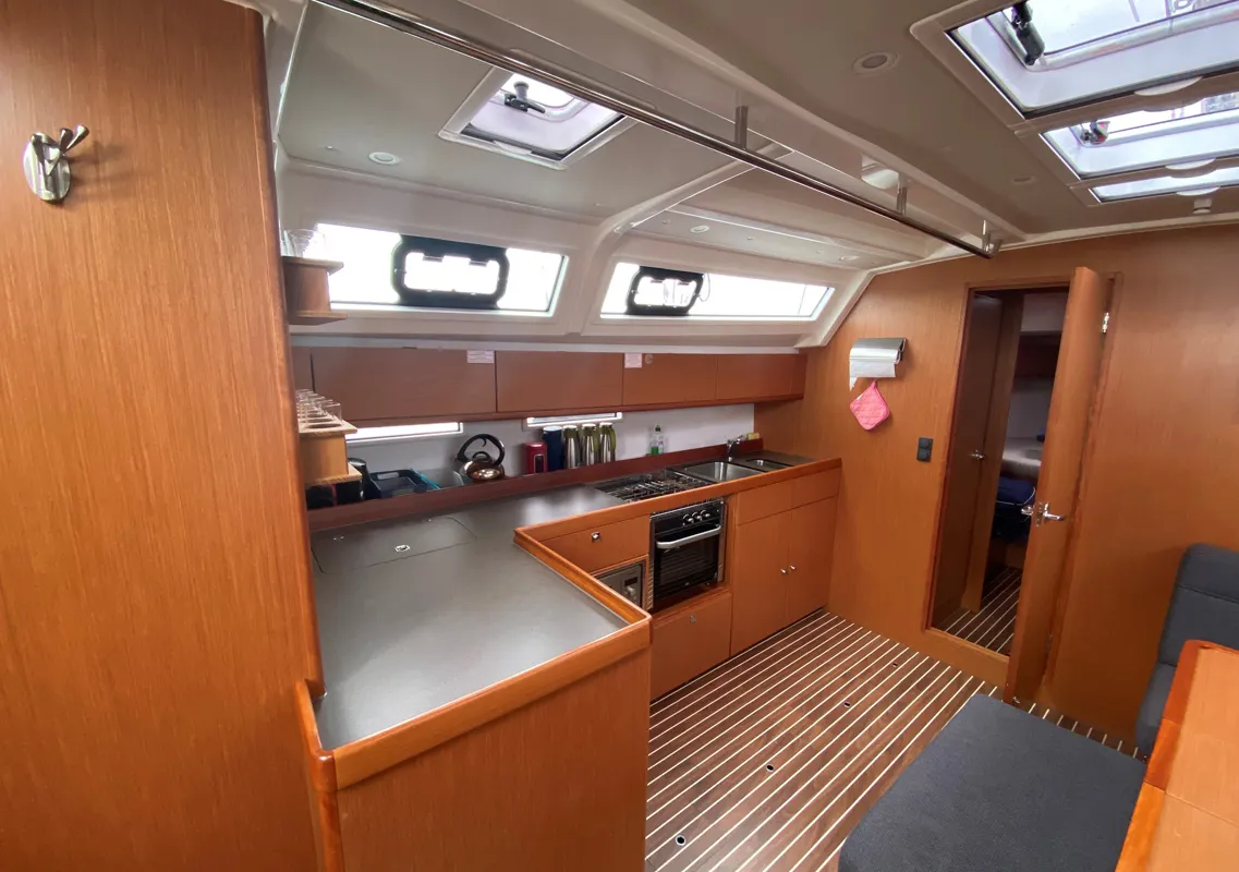 Galley of Bella Donna, a Bavaria Cruiser 46 sailboat at Lelystad, Netherlands