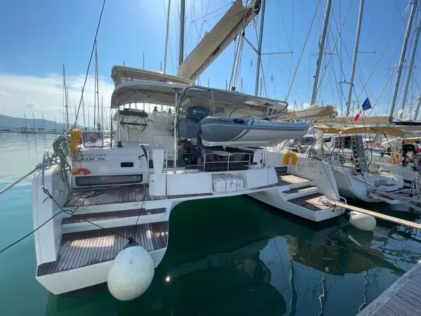 Exterior view of Art of Liberty, a Lagoon 42 catamaran at Municipal Unit of Rhodes, Greece