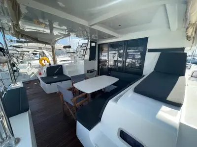 Deck of Art of Liberty, a Lagoon 42 catamaran at Municipal Unit of Rhodes, Greece