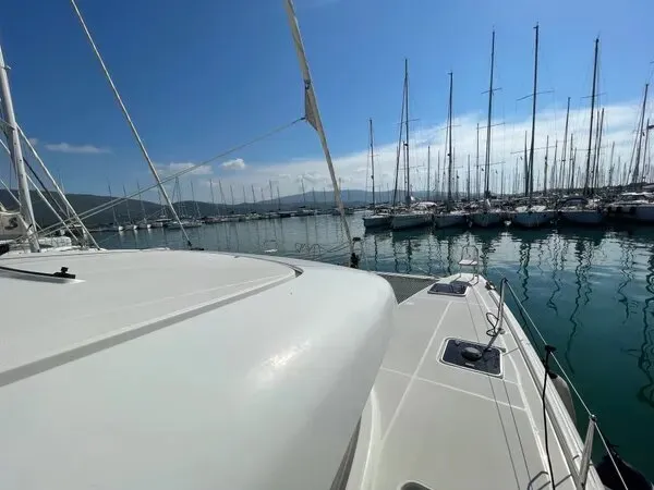 Exterior view of Art of Liberty, a Lagoon 42 catamaran at Municipal Unit of Rhodes, Greece