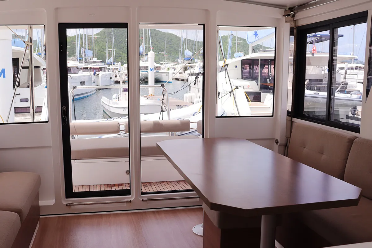 Salon of Sweet Escape BVI, a Bali 4.2 catamaran at Road Town, British Virgin Islands