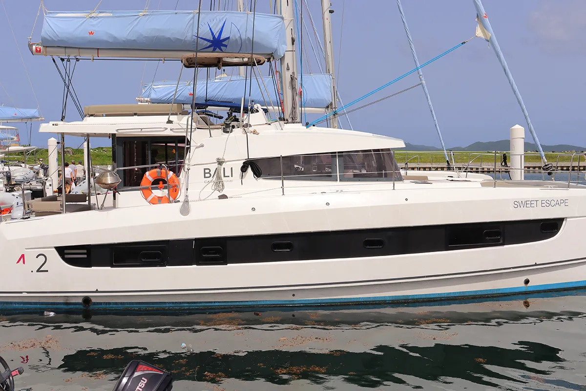 Exterior view of Sweet Escape BVI, a Bali 4.2 catamaran at Road Town, British Virgin Islands