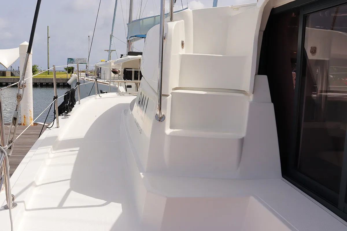 Deck of Sweet Escape BVI, a Bali 4.2 catamaran at Road Town, British Virgin Islands