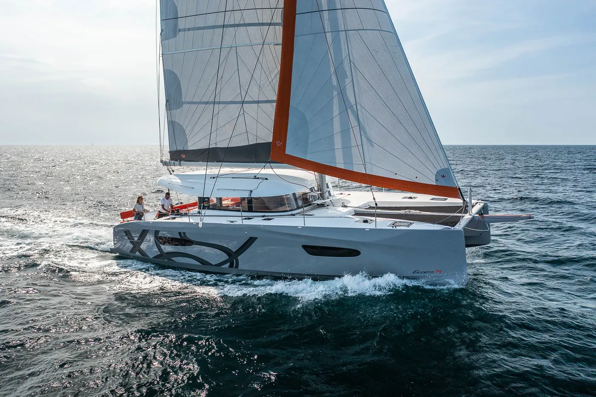 Exterior view of Phoebe, a Excess 14 catamaran at Preveza, Greece