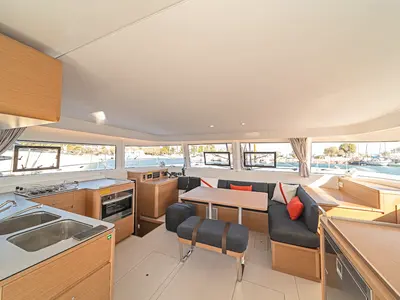 Galley of Phoebe, a Excess 14 catamaran at Preveza, Greece