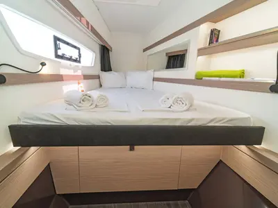 Cabin on Prodigy, a Fountaine Pajot Isla 40 catamaran at Municipal Unit of Rhodes, Greece