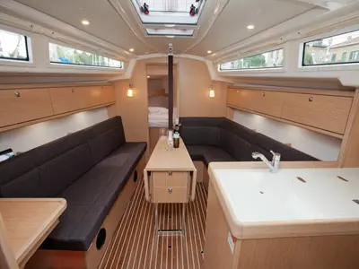 Salon of Aston, a Bavaria Cruiser 34 Style sailboat at Zadar, Croatia