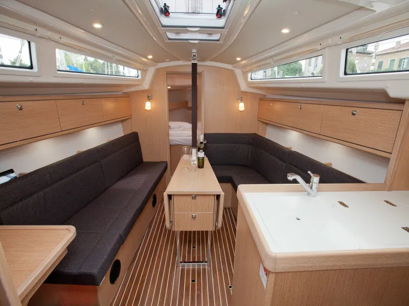 Salon of Aston, a Bavaria Cruiser 34 Style sailboat at Zadar, Croatia