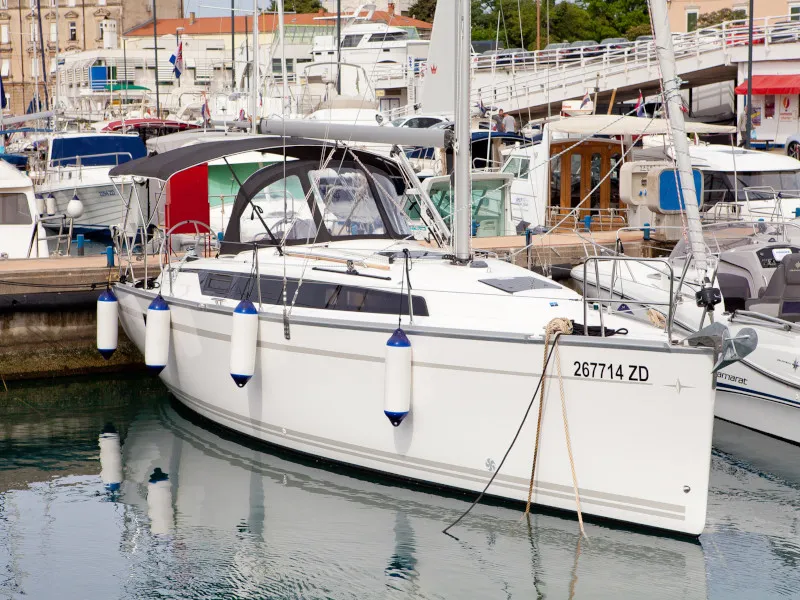 Head on Aston, a Bavaria Cruiser 34 Style sailboat at Zadar, Croatia