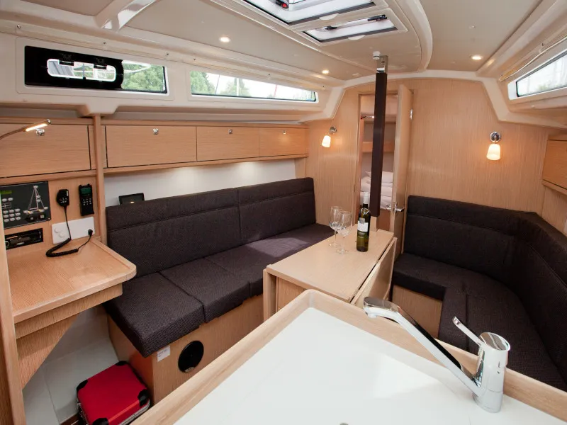 Salon of Aston, a Bavaria Cruiser 34 Style sailboat at Zadar, Croatia