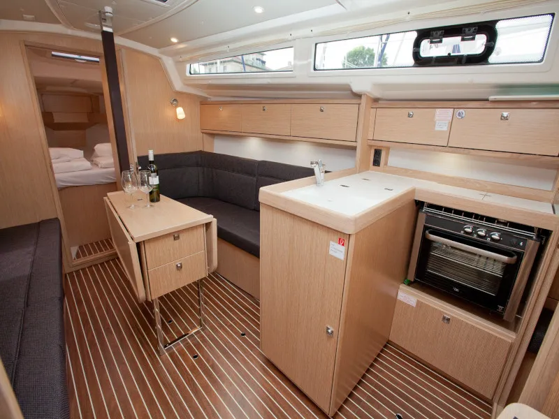 Galley of Aston, a Bavaria Cruiser 34 Style sailboat at Zadar, Croatia