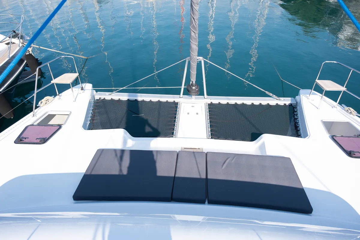 Deck of Aura, a Aventura 45 catamaran at Fethiye, Turkey