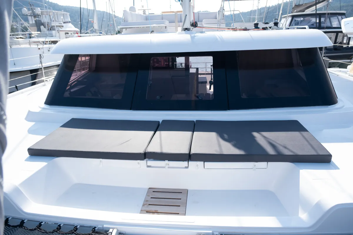 Deck of Aura, a Aventura 45 catamaran at Fethiye, Turkey