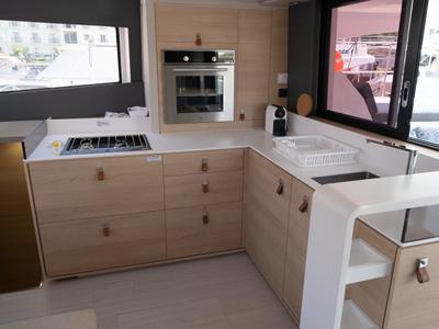 Galley of Aura, a Aventura 45 catamaran at Fethiye, Turkey