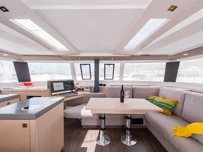 Salon of Sunny Wave, a Fountaine Pajot Saona 47 catamaran at Seget Donji, Croatia