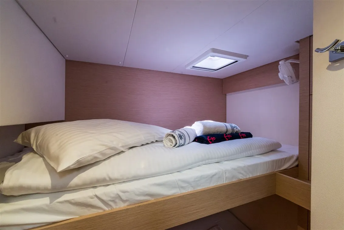 Cabin on Sunny Wave, a Fountaine Pajot Saona 47 catamaran at Seget Donji, Croatia