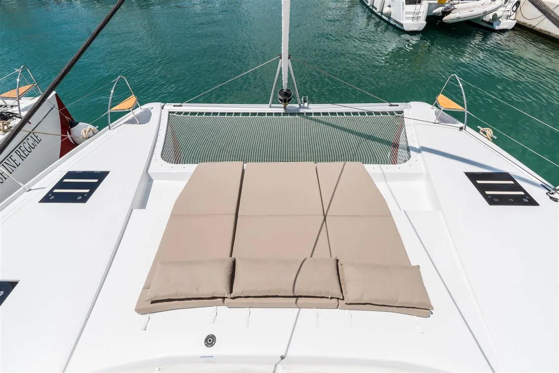 Deck of Sunny Wave, a Fountaine Pajot Saona 47 catamaran at Seget Donji, Croatia