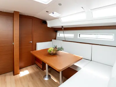 Salon of Pnoe, a Jeanneau Sun Odyssey 490 sailboat at Sithonia Municipal Unit, Greece