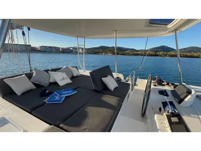 Cockpit of M & M, a Lagoon 46 catamaran at Grimaud, France
