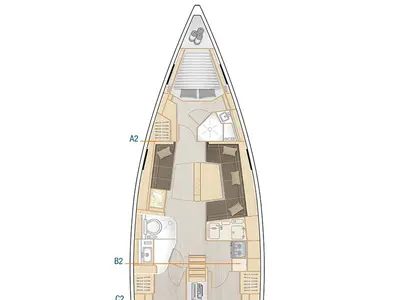 Floor plan of Aloisia, a Hanse 418 sailboat at Lavrion, Greece