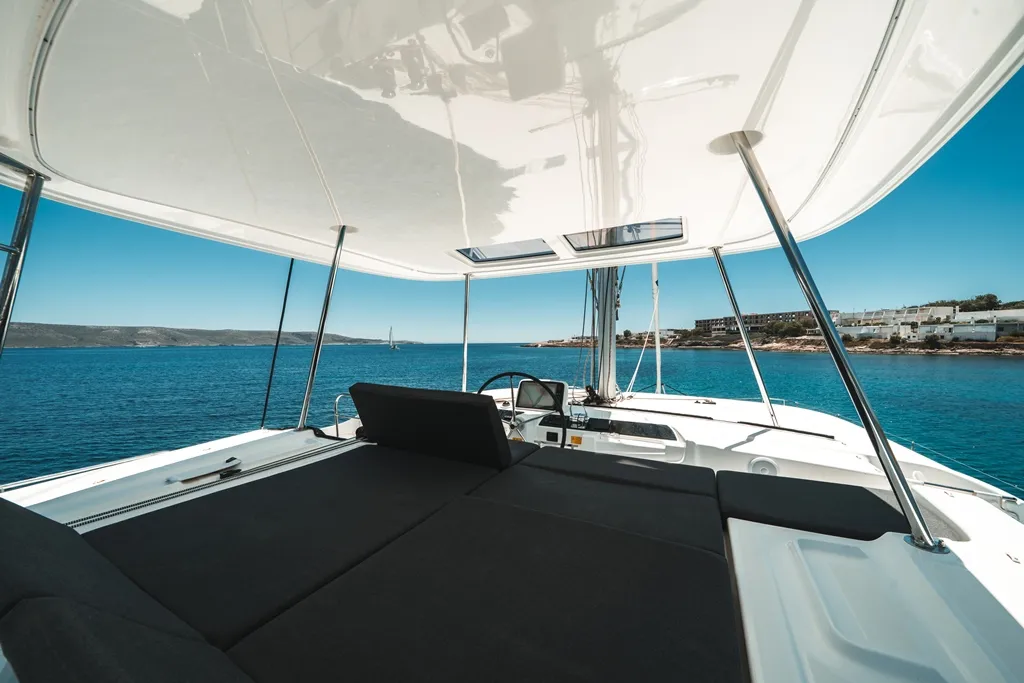 Celena I, a Lagoon 46 catamaran at Skiathos, Greece
