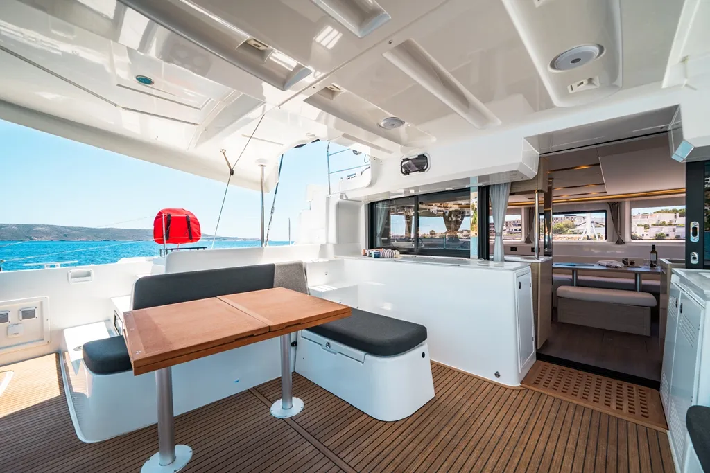 Celena I, a Lagoon 46 catamaran at Skiathos, Greece