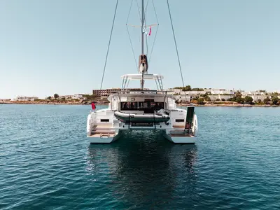 Celena I, a Lagoon 46 catamaran at Skiathos, Greece