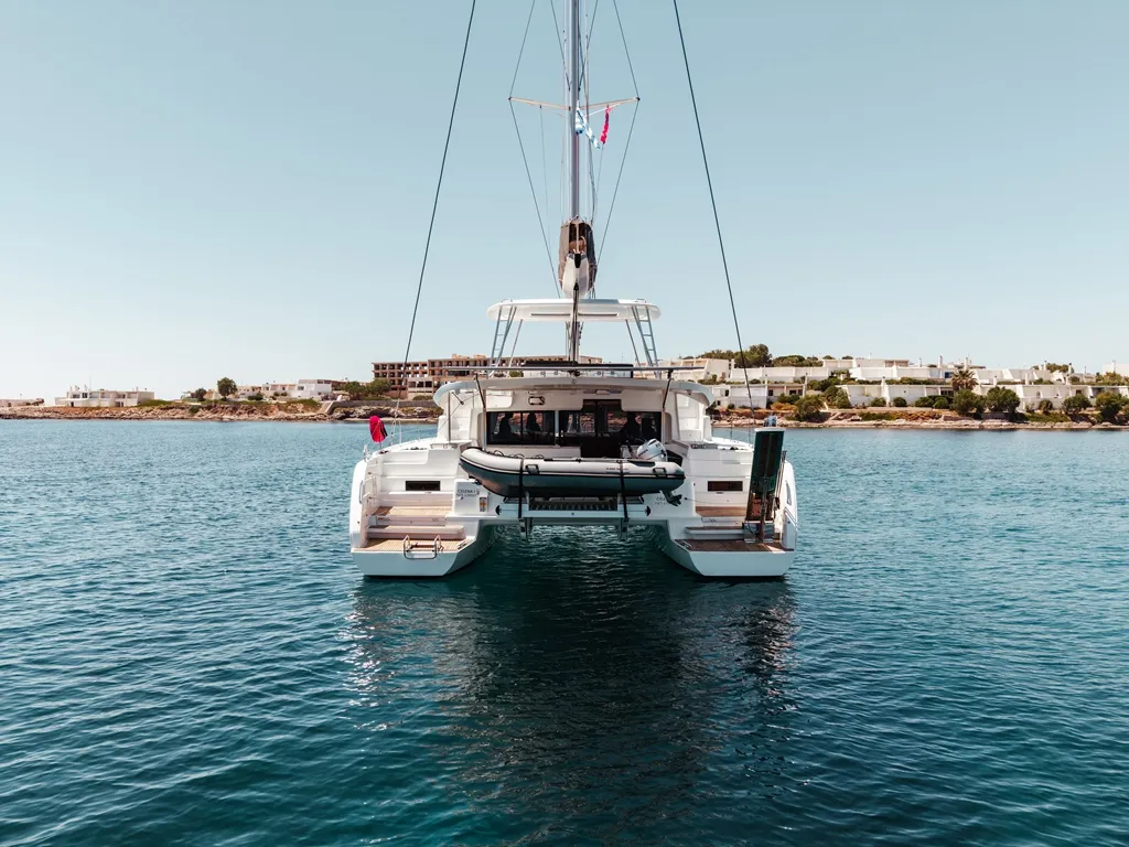 Celena I, a Lagoon 46 catamaran at Skiathos, Greece