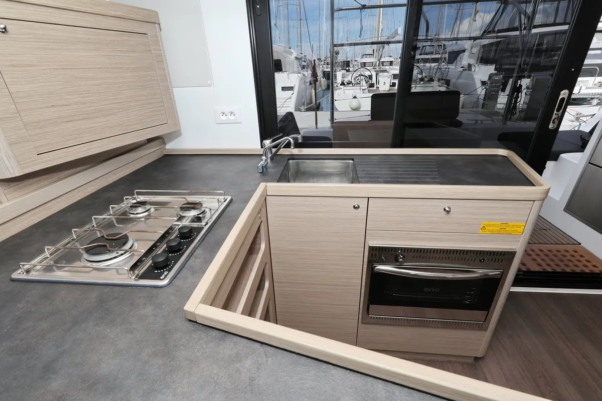 Galley of Sperm Whale, a Lagoon 42 catamaran at Sukošan, Croatia