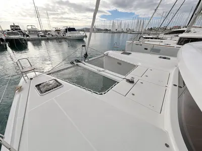 Deck of Sperm Whale, a Lagoon 42 catamaran at Sukošan, Croatia