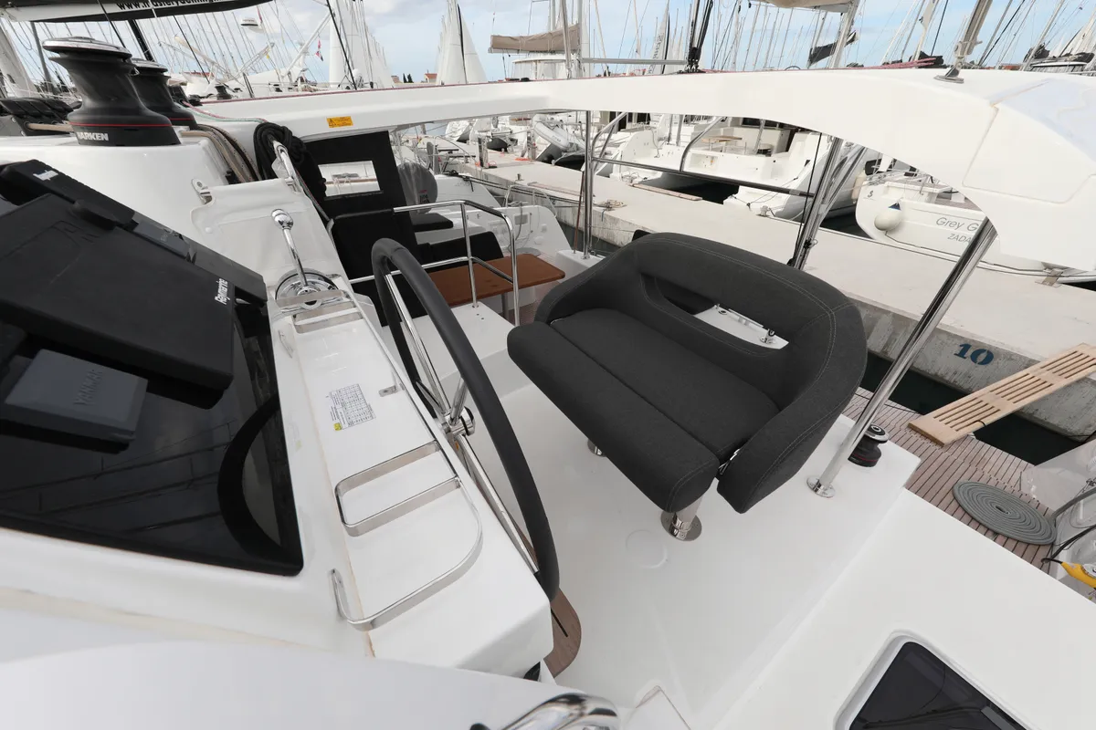 Cockpit of Sperm Whale, a Lagoon 42 catamaran at Sukošan, Croatia