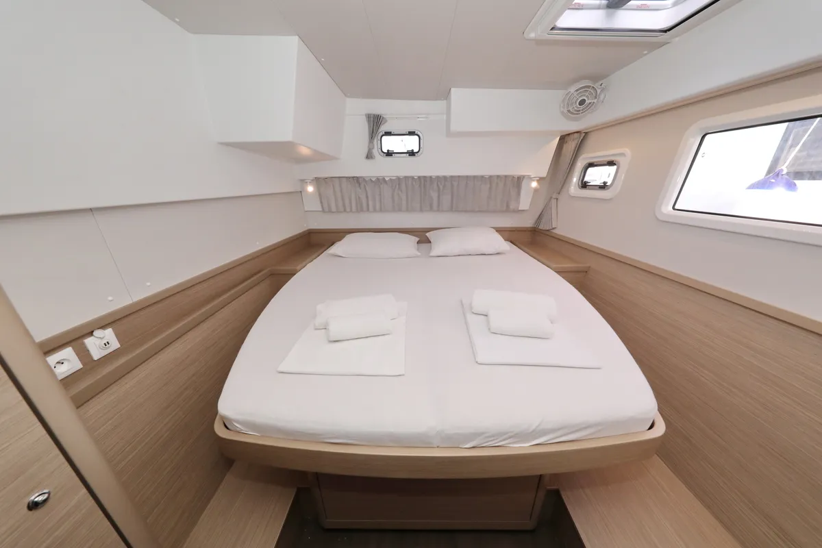 Cabin on Sperm Whale, a Lagoon 42 catamaran at Sukošan, Croatia