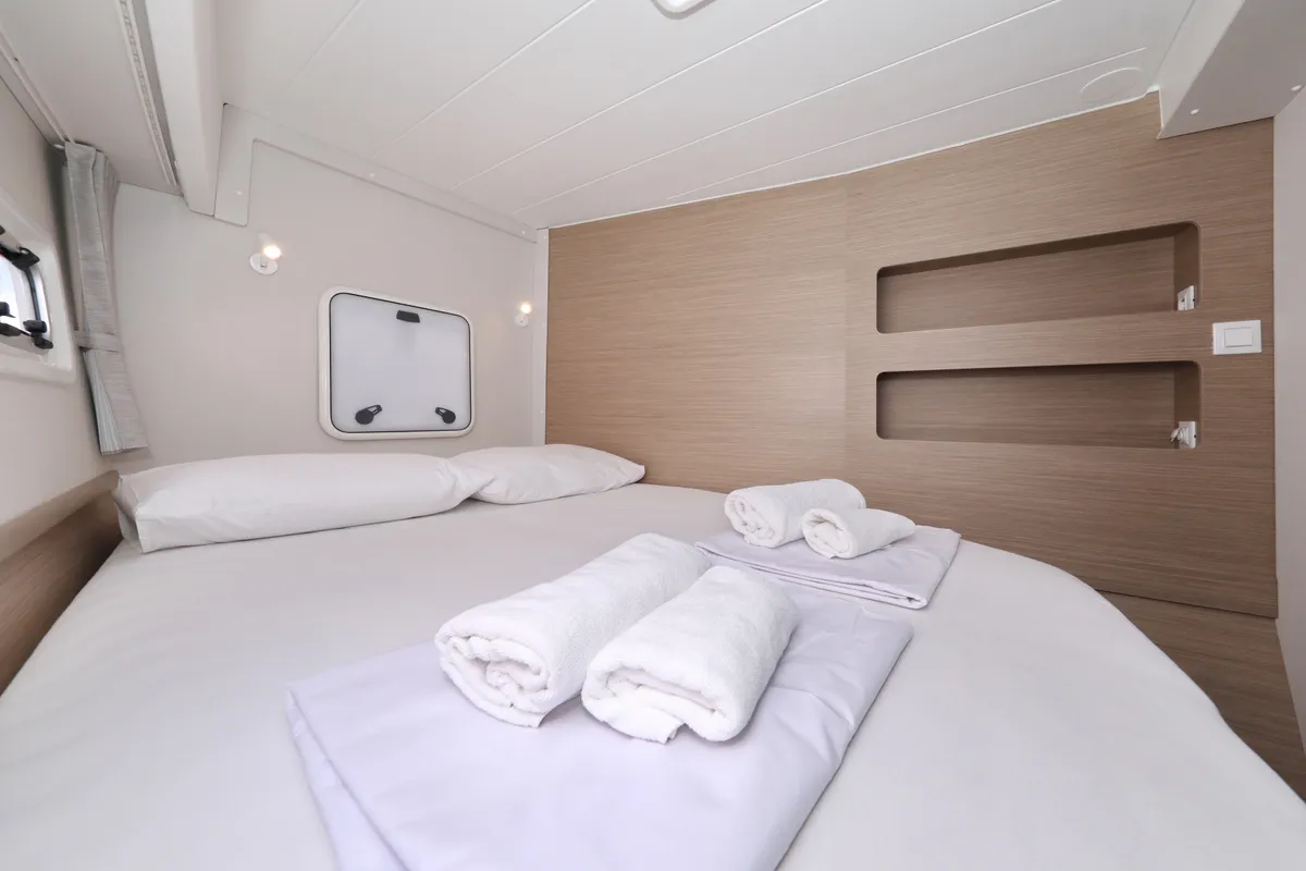 Cabin on Sperm Whale, a Lagoon 42 catamaran at Sukošan, Croatia