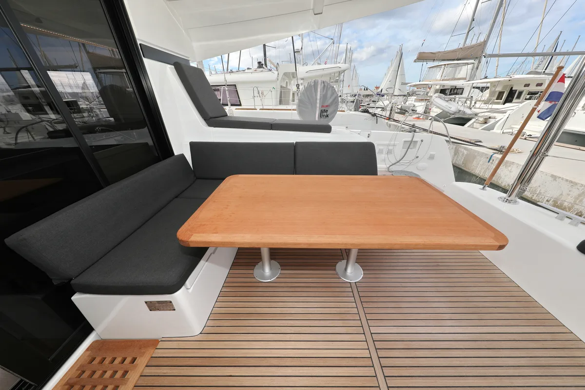 Deck of Sperm Whale, a Lagoon 42 catamaran at Sukošan, Croatia