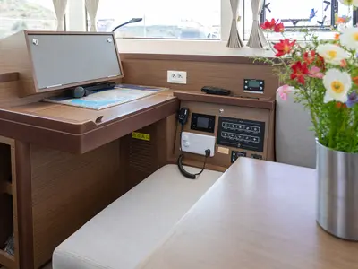 Salon of Monarch 2020, a Lagoon 40 catamaran at Primošten, Croatia
