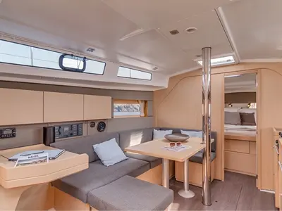 Salon of Oceanis 38 Classic, a Beneteau Oceanis 38 sailboat at Procida, Italy