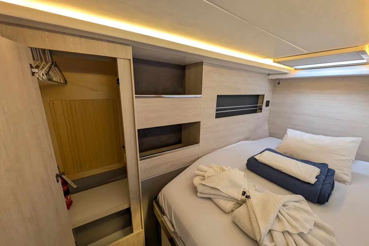 Cabin on Salty Kiss, a Leopard 45 catamaran at Road Town, British Virgin Islands