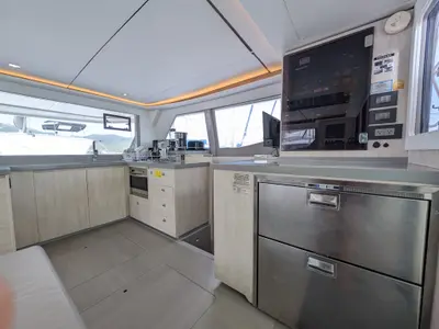 Galley of Salty Kiss, a Leopard 45 catamaran at Road Town, British Virgin Islands