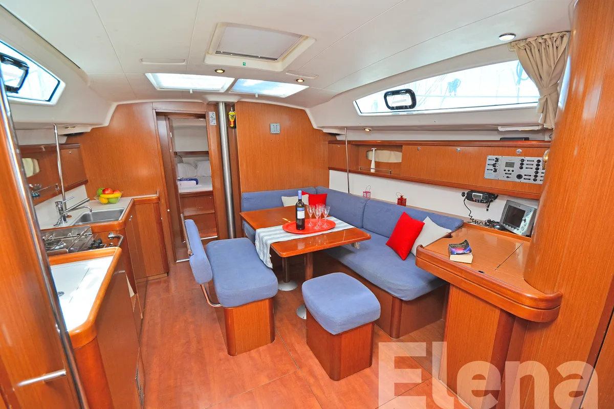 Salon of Elena, a Beneteau Oceanis 43 sailboat at Athens, Greece