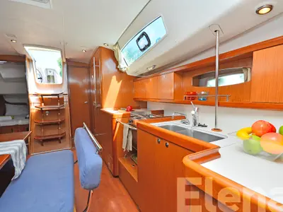 Galley of Elena, a Beneteau Oceanis 43 sailboat at Athens, Greece