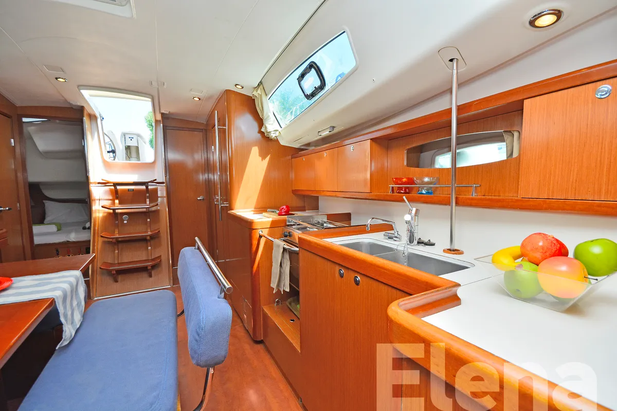 Galley of Elena, a Beneteau Oceanis 43 sailboat at Athens, Greece