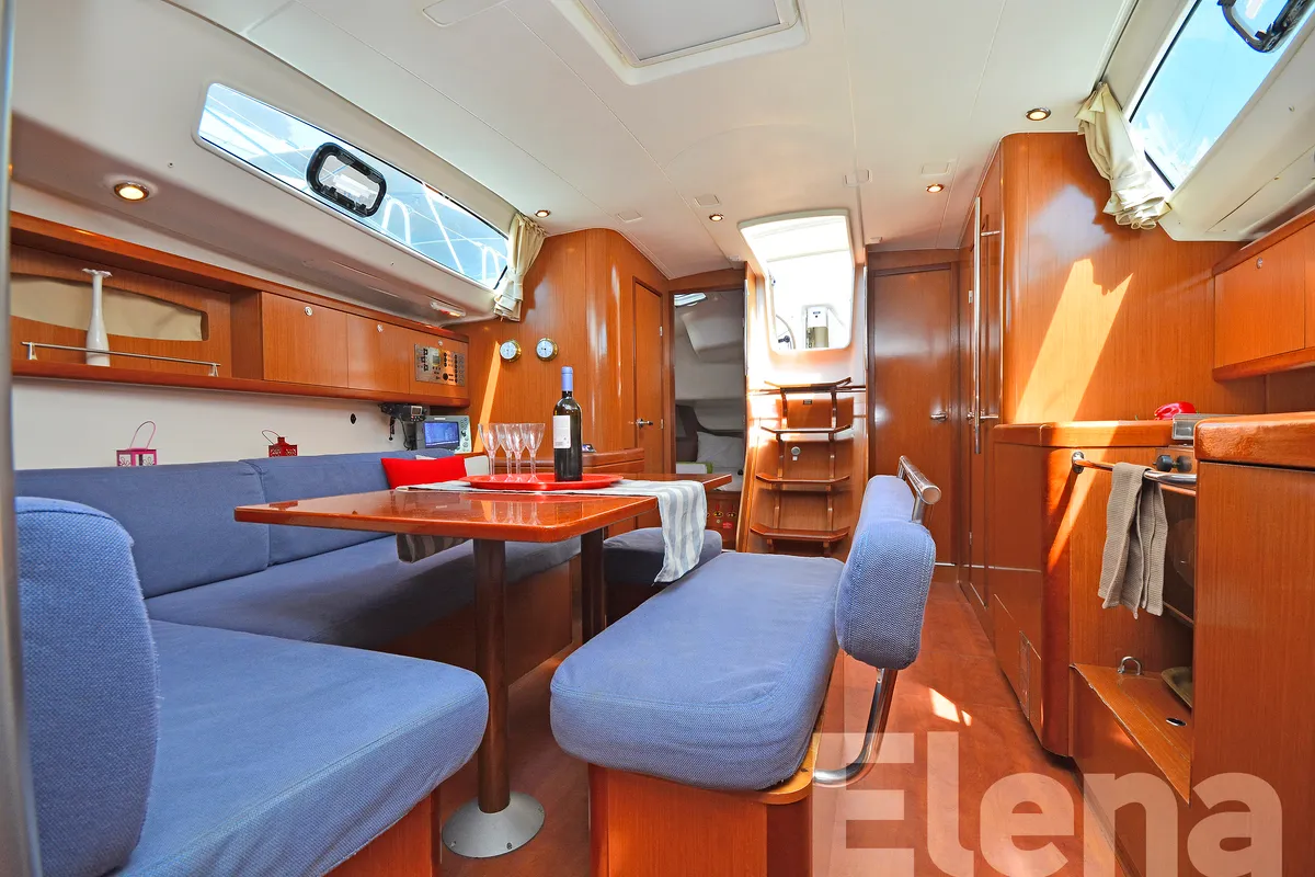 Salon of Elena, a Beneteau Oceanis 43 sailboat at Athens, Greece