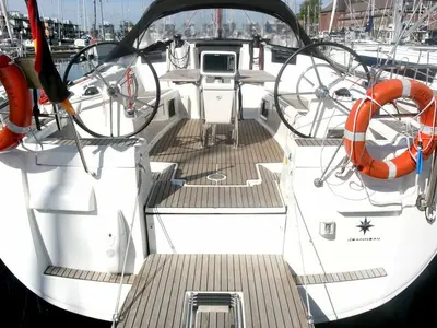 Cockpit of Bruce, a Jeanneau Sun Odyssey 439 sailboat at Heiligenhafen, Germany