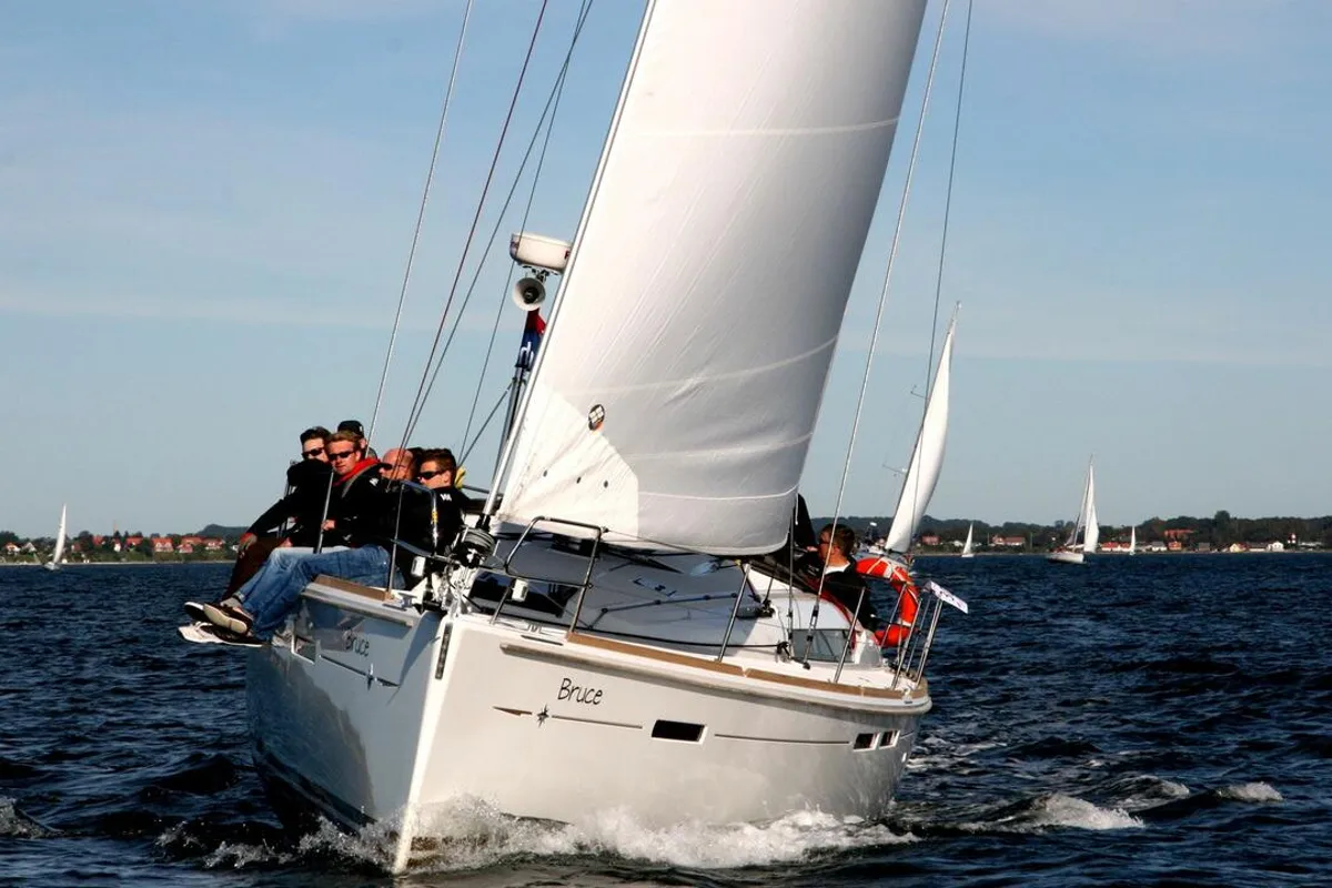 Exterior view of Bruce, a Jeanneau Sun Odyssey 439 sailboat at Heiligenhafen, Germany