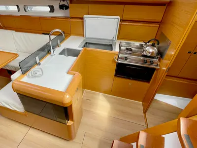 Galley of Bruce, a Jeanneau Sun Odyssey 439 sailboat at Heiligenhafen, Germany