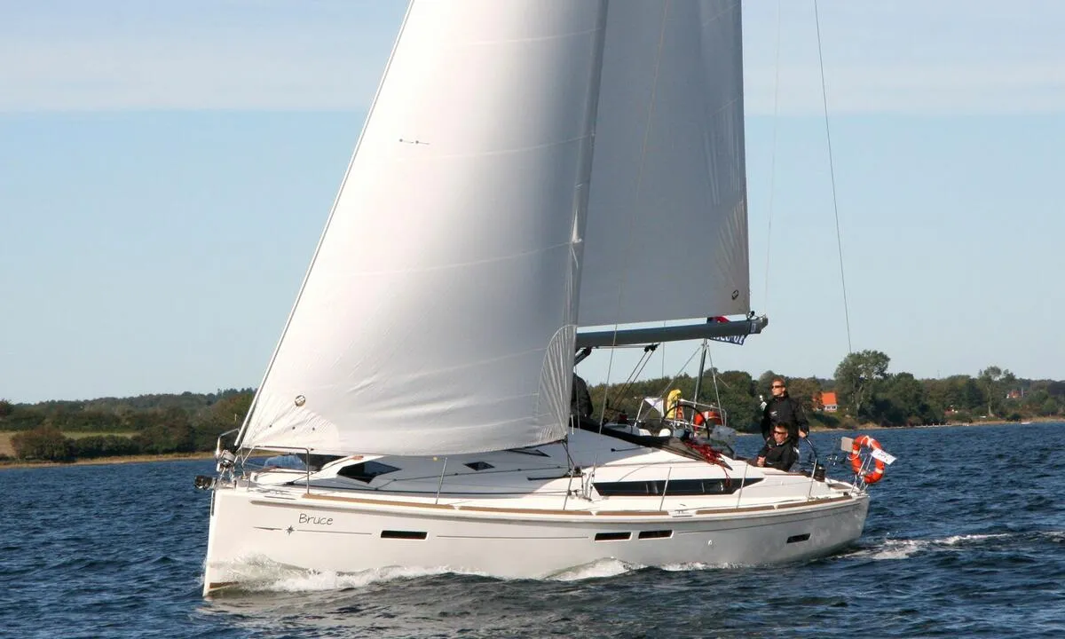 Exterior view of Bruce, a Jeanneau Sun Odyssey 439 sailboat at Heiligenhafen, Germany
