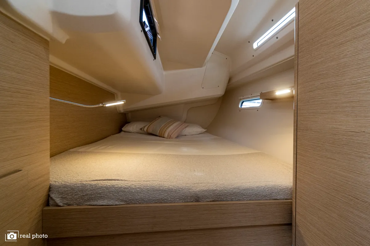 Cabin on Tecla - Water maker, Solar Panel - BOTH SAILS triradial, Retractabile Bow Trust, a Hanse 388 sailboat at Cannigione…