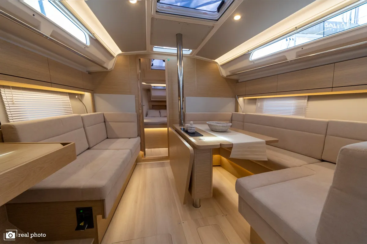 Salon of Tecla - Water maker, Solar Panel - BOTH SAILS triradial, Retractabile Bow Trust, a Hanse 388 sailboat at Cannigione…